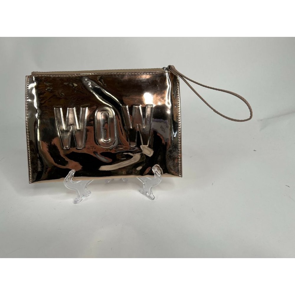 In Charge Womens Wristlet Metallic Rose Gold WOW Zipper  9" x 6" New